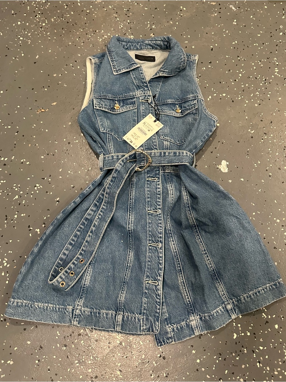 Zara Sleeveless Denim Mini Dress - Blue
